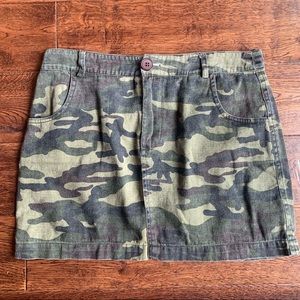 Camo denim skirt